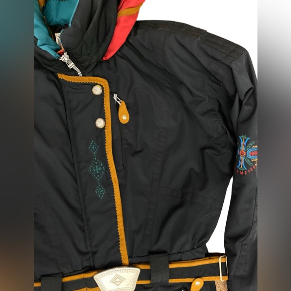 Obermeyer Gallivant ll Embroidered Hooded Ski Jumpsuit  Size petite 8 Teal grey - Picture 3 of 14